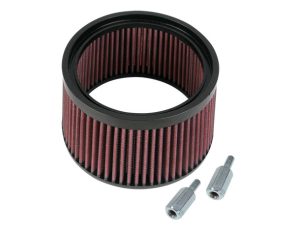High-performance motorcycle air filter with installation hardware for Revelry Motorcycles.
