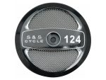 S&S Cycle motorcycle part, black and silver, high-performance motorcycle engine component.