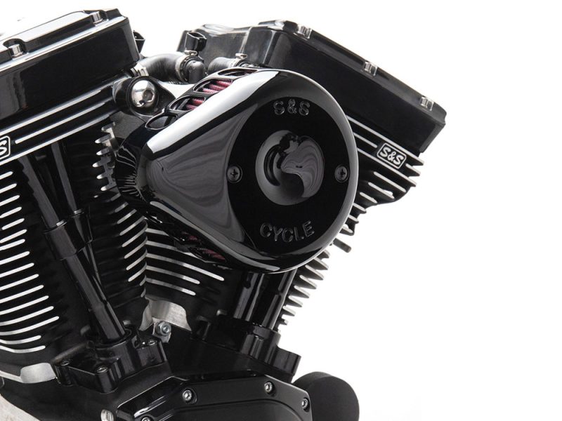 S&S Cycle motorcycle engine parts in glossy black finish, premium motorcycle accessories Australia.