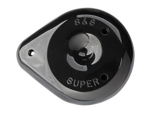 Black motorcycle bell with S&S Super logo for Revelry Motorcycles, Australian bike accessories shop.