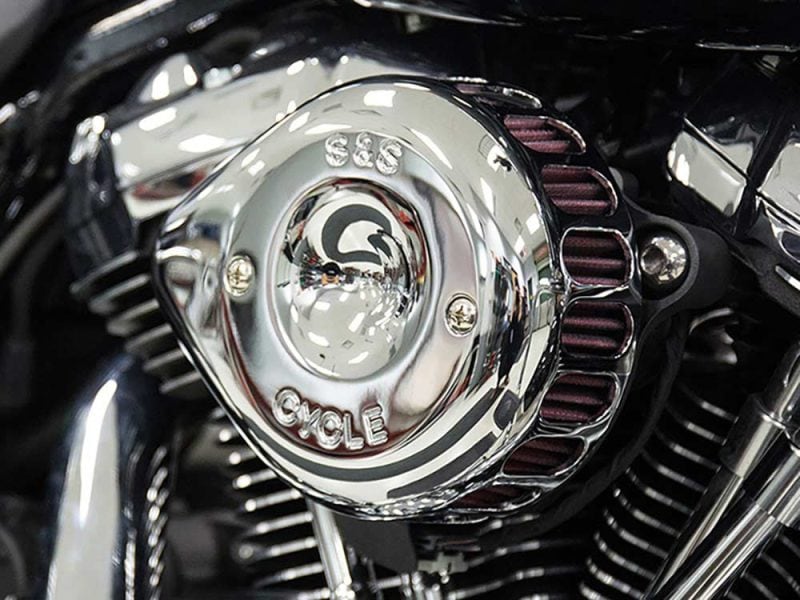 Chrome motorcycle engine part, Revelry Motorcycles, V-twin engine, custom bike engine, Australian motorcycle shop.