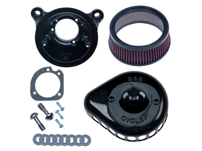 Mini Teardrop Air Cleaner Kit - Black. Fits Big Twins 1993-2017 with CV Carb or Cable Operated Delphi EFI. High-performance motorcycle clutch cover kit for Revelry Motorcycles, ideal for custom bike builds.