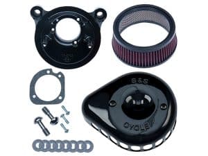 Engine repair part kit for Harley Davidson motorcycles, including air filters and gaskets.