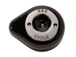 Black and silver Revelry Motorcycles gas cap with "S&S CYCLE" branding, stylish motorcycle accessory.