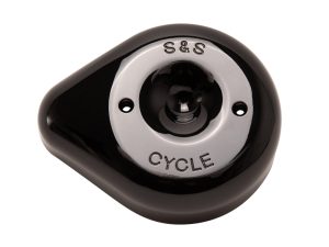 Black and silver Revelry Motorcycles gas cap with "S&S CYCLE" branding, stylish motorcycle accessory.