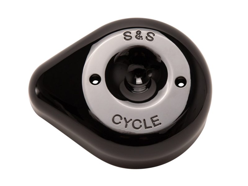 Black and silver Revelry Motorcycles gas cap with "S&S CYCLE" branding, stylish motorcycle accessory.