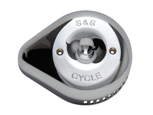 Chrome motorcycle horn with "S&S Cycle" engraving, innovative bike accessory from Revelry Motorcycles.