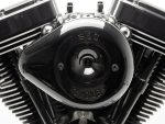V-twin motorcycle engine with black and chrome finish from Revelry Cycles, Australia.