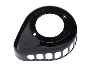 Black motorcycle headlight visor cover for Revelry Motorcycles.