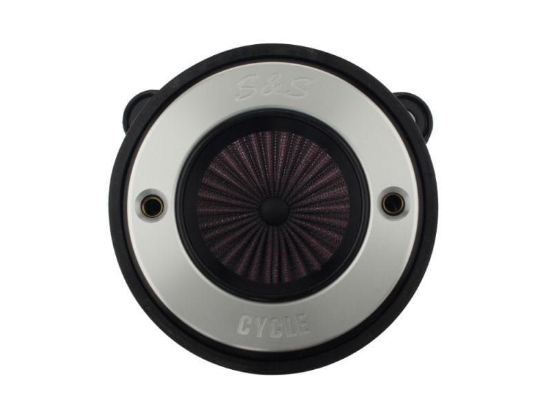 Air Stinger Stealth Air Cleaner Kit - Brushed S&S Ring. Fits Big Twins 1993-2017 with CV Carb or Cable Operated Delphi EFI. High-performance motorcycle air filter for Revelry Motorcycles.