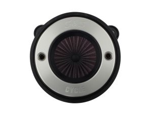 High-performance motorcycle air filter for Revelry Motorcycles.
