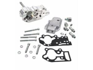 Aluminium motorcycle engine parts kit with gaskets and hardware for repairs.