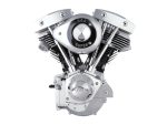 Glossy chrome motorcycle engine for custom bikes and repairs.