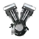 V-twin motorcycle engine with chrome finishes, ideal for custom bike builds and motorcycle enthusiasts.