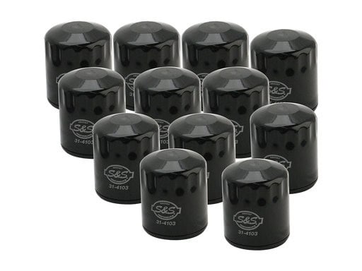 Oil Filters - Black. Fits Twin Cam 1999-2017 & Milwaukee-Eight 2017up. Box of 12. High-performance motorcycle oil filters for Revelry Motorcycles, durable and reliable.
