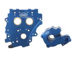 High-performance motorcycle clutch plates for Revelry Motorcycles, blue aluminium racing clutch kit.