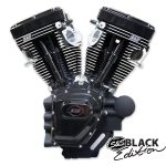 V-twin motorcycle engine from Revelry Motorcycles, black S&S Black Edition.