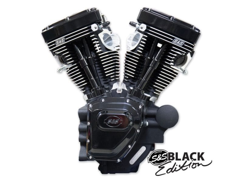 124ci Twin Cam Engine - Black Edition. Fits Dyna 2006-2017. V-twin motorcycle engine from Revelry Motorcycles, black S&S Black Edition.