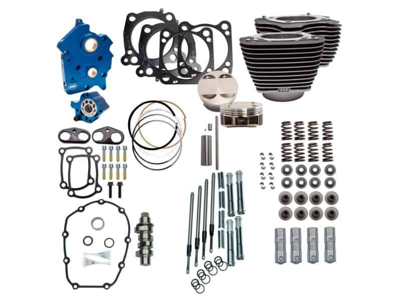 Power Pack - 128ci Big Bore Kit with Chain Drive 550 Camshaft Blue motorcycle engine components and gaskets for Revelry Motorcycles.