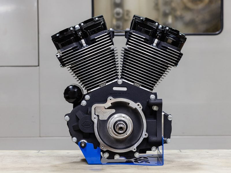 High-performance motorcycle engine with V-twin design for Revelry Motorcycles enthusiasts.
