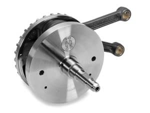 High-performance motorcycle engine crankshaft for customised builds and performance upgrades.