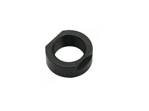 Black motorcycle nut for bike maintenance and accessories.