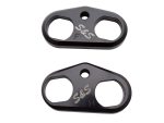 High-quality black aluminium motorcycle chain guide plates for durability and performance.