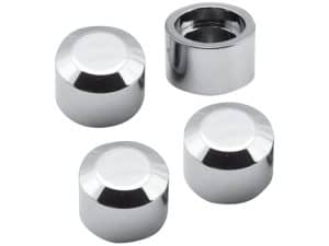 Polished motorcycle wheel nut caps, set of 4 for Revelry Motorcycles.