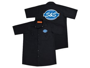 S&S Performance black riding shirt and jacket with logo embroidery, motorcycle gear from Revelry Cycles Australia.