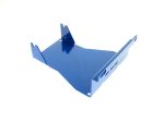 Blue motorcycle battery tray for Revelry Motorcycles, durable and corrosion-resistant.