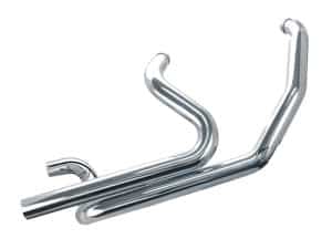 Chrome motorcycle exhaust pipe, custom bike exhaust, high-performance motorcycle parts, Revelry Motorcycles Australia.
