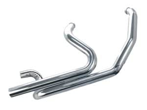 Shiny motorcycle exhaust pipe for Harley Davidson bikes.