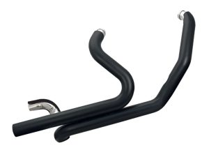 Black motorcycle exhaust pipes for Revelry Motorcycles, high-performance bike accessories Melbourne.