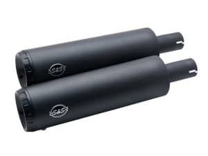S&S motorcycle exhaust silencers for custom Harley Davidson bikes.