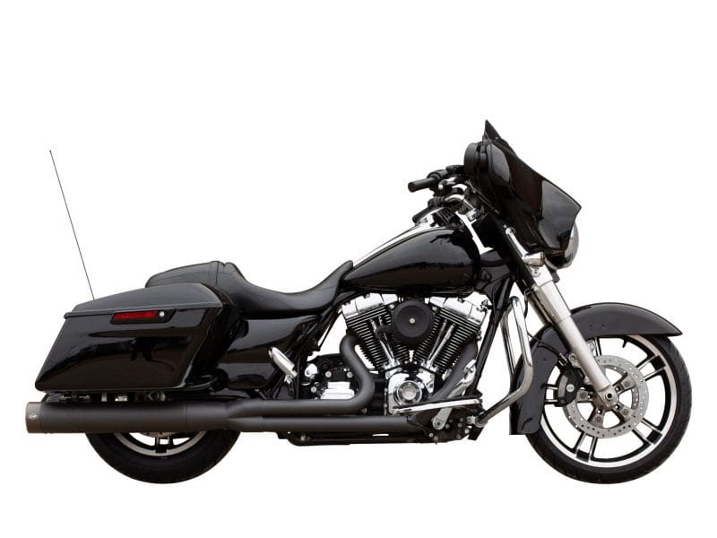 Sleek black touring motorcycle with modern design and powerful engine for adventure riding.