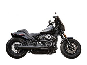 2-into-1 SuperStreet Exhaust - Black with Black End Cap. Fits Softail 2018-2024 Non-240 Rear Tyre Models.