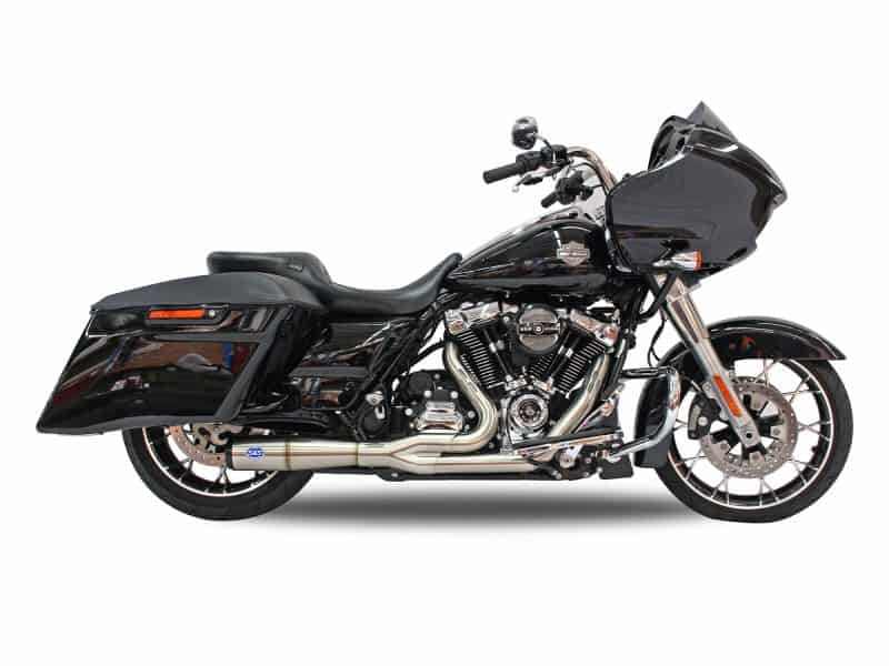 Black Harley Davidson touring motorcycle with custom exhausts, perfect for Australian long rides.