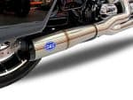 High-quality motorcycle exhaust pipe with S&S Performance logo, perfect for Revelry Motorcycles enthusiasts.