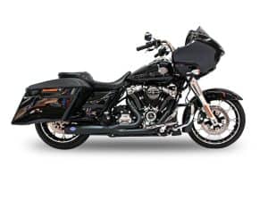 V-twin Harley-Davidson touring motorcycle with fairing and saddlebags.