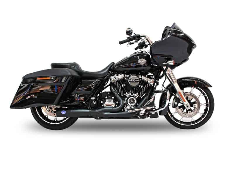 V-twin Harley-Davidson touring motorcycle with fairing and saddlebags.