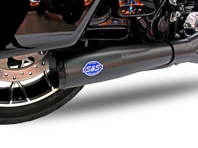 S&S exhaust system on custom motorcycle for high-performance riding.