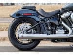 Black cruiser motorcycle with custom exhaust, perfect for riding enthusiasts in Australia.