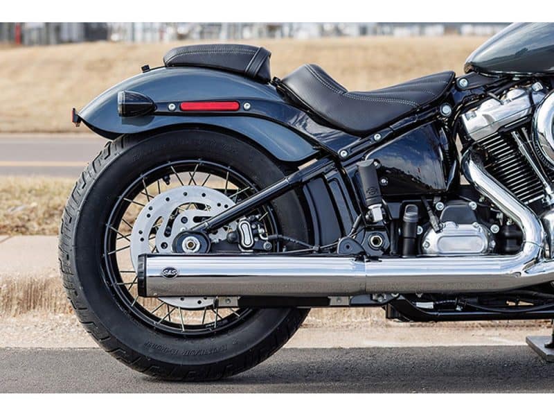Black cruiser motorcycle with custom exhaust, perfect for riding enthusiasts in Australia.