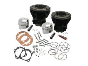 2. High-performance motorcycle engine parts including pistons, cylinders, and gaskets.