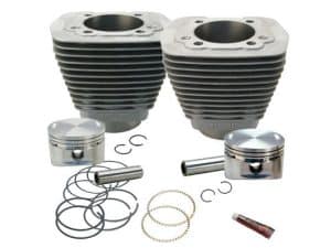 High-performance motorcycle engine pistons, cylinders, and piston rings for custom builds.