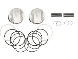 Revelry motorcycle piston kit with pistons, rings, pins, and clips for engine repair and upgrade.