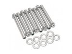 Chrome motorcycle link pins and washers, essential for motorcycle maintenance and repair.