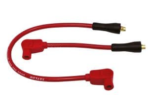 Red spark plug wire set for motorcycles, high-quality ignition cable.