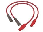High-performance motorcycle spark plug leads for Revelry Motorcycles, red ignition coil wires.