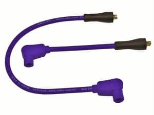 Purple spark plug wire set for motorcycles, high-quality ignition wire with rubber boots.